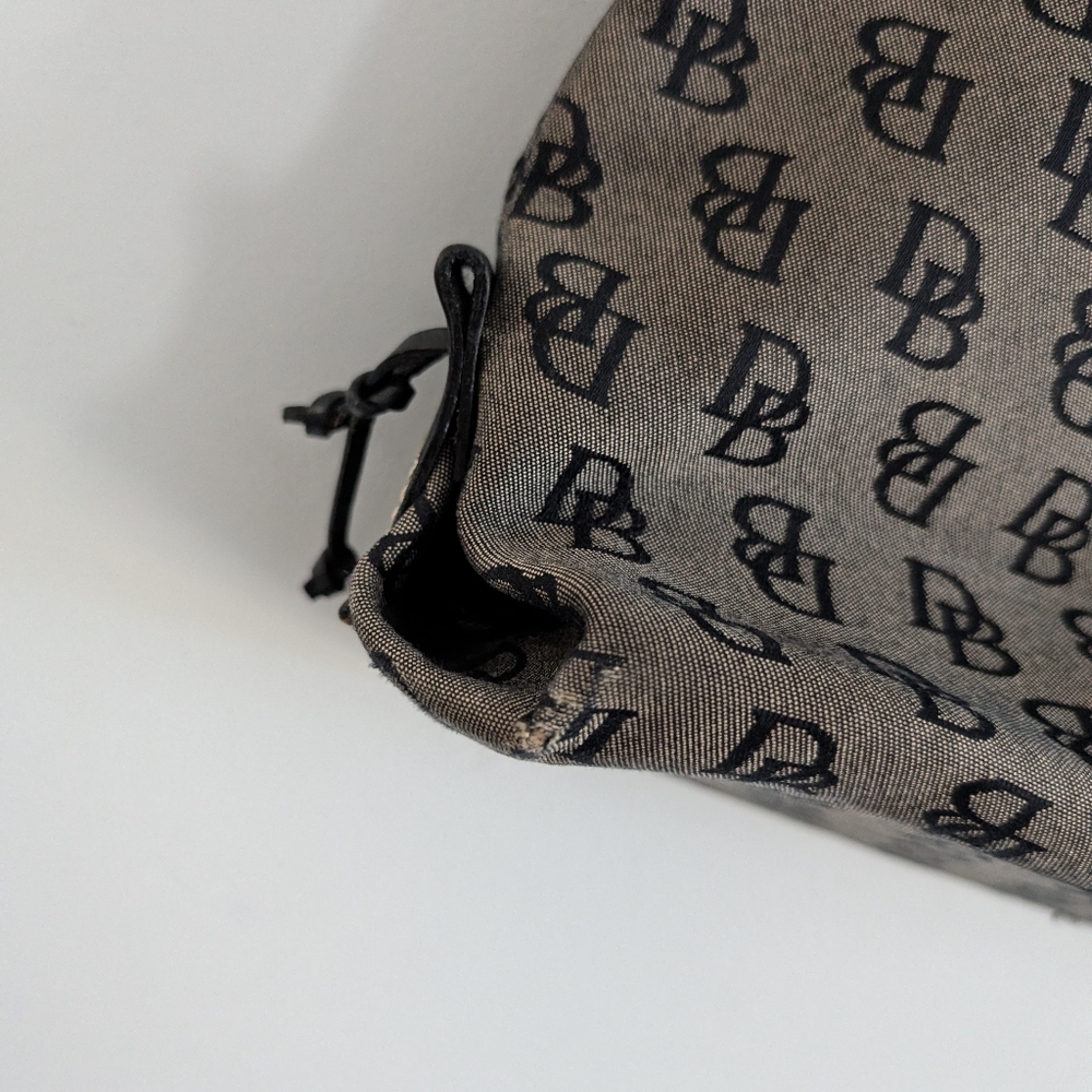 Dooney and Bourke Vintage Signature Monogram Tassel Purse Black - Picture 6 of 12